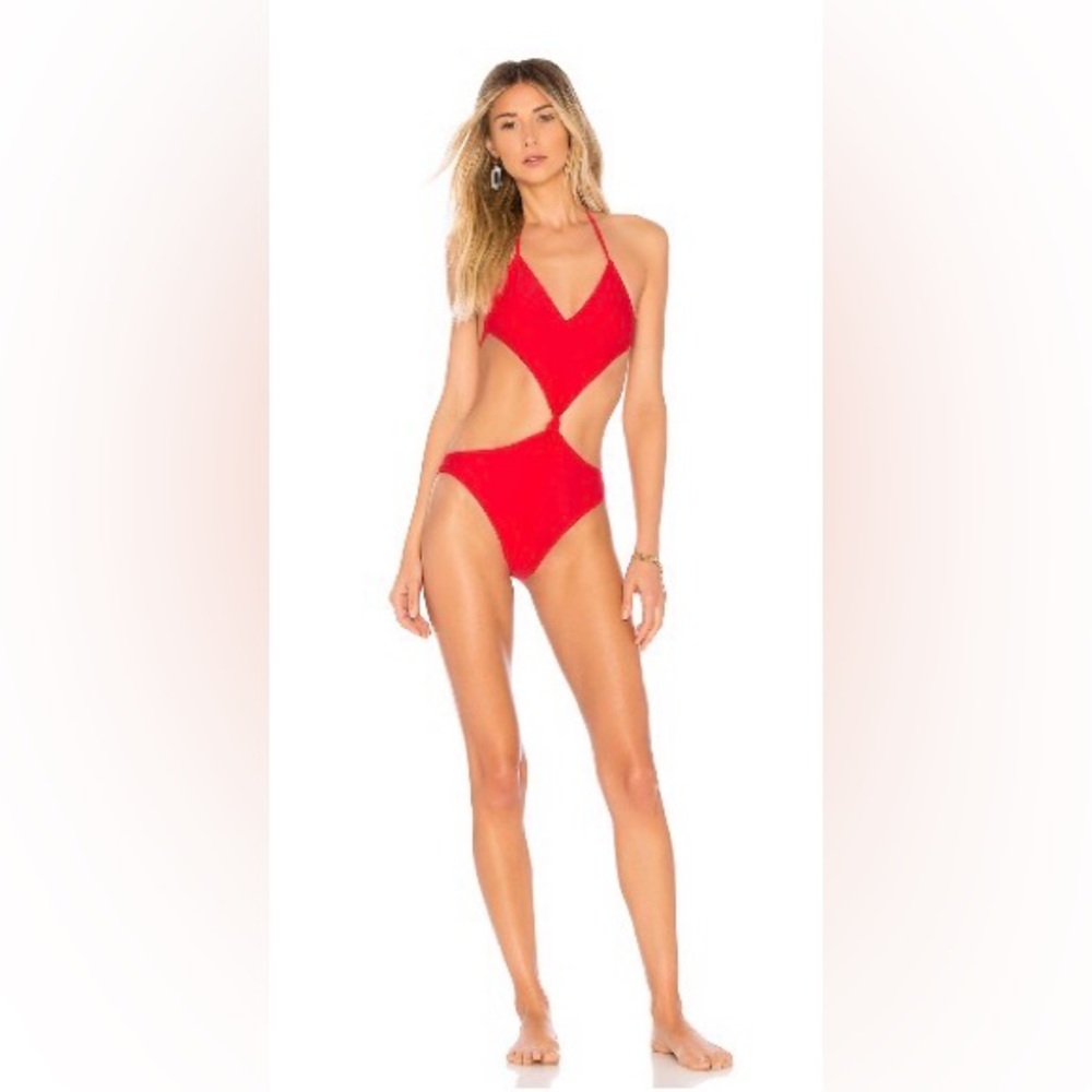TULAROSA Red Cutout One-Piece Swimsuit